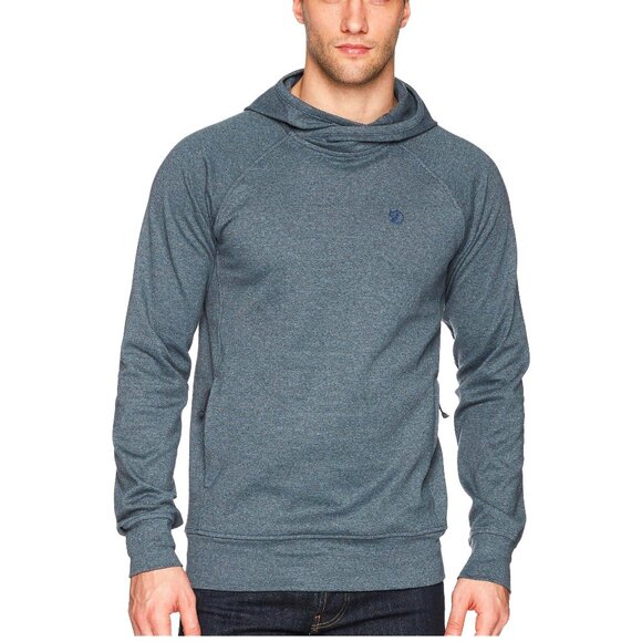 Fjallraven High Coast Blue Grey Pockets Cotton Blend Men's Pullover Hoodie - Picture 1 of 10